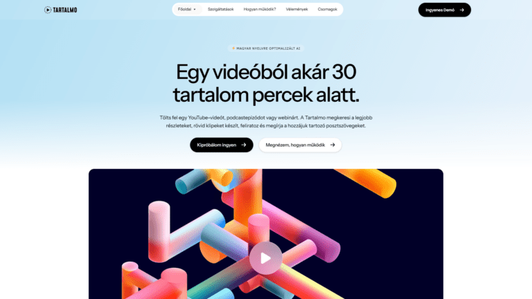 Tartalmo – AI-alapú videó- és tartalom-újrahasznosító SaaS